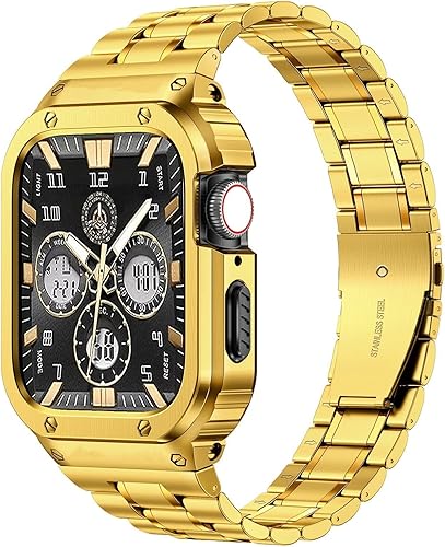 MioHHR Stainless Steel Watch Band with Case for Apple Watch Ultra and Series Models