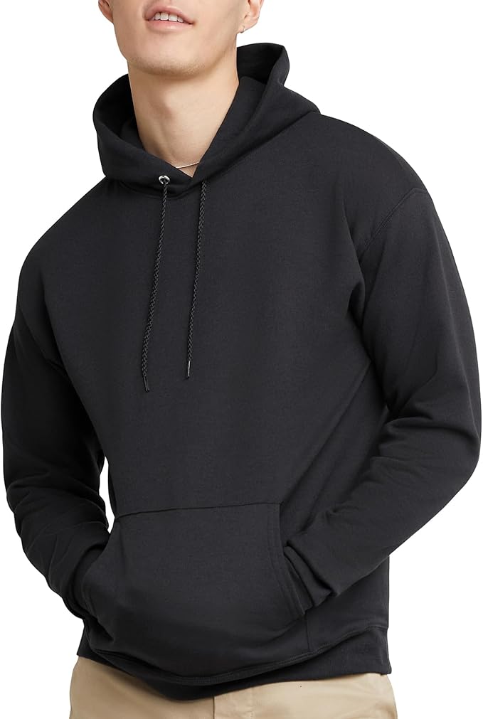 Men's EcoSmart Hoodie black color midweight fleece pullover hooded sweatshirt